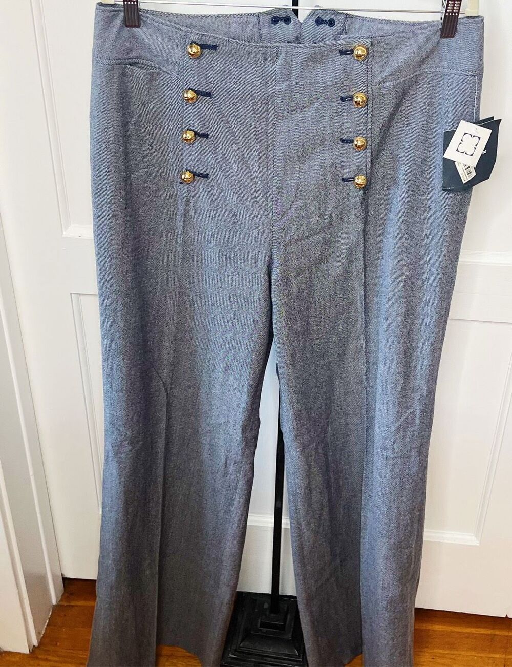 Liz Claiborne Sailor High Waist Pants Blue Wool blend Size 16 Nwt